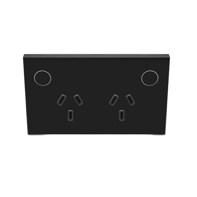 120 Australian Standard Socket-Black-2 Gang