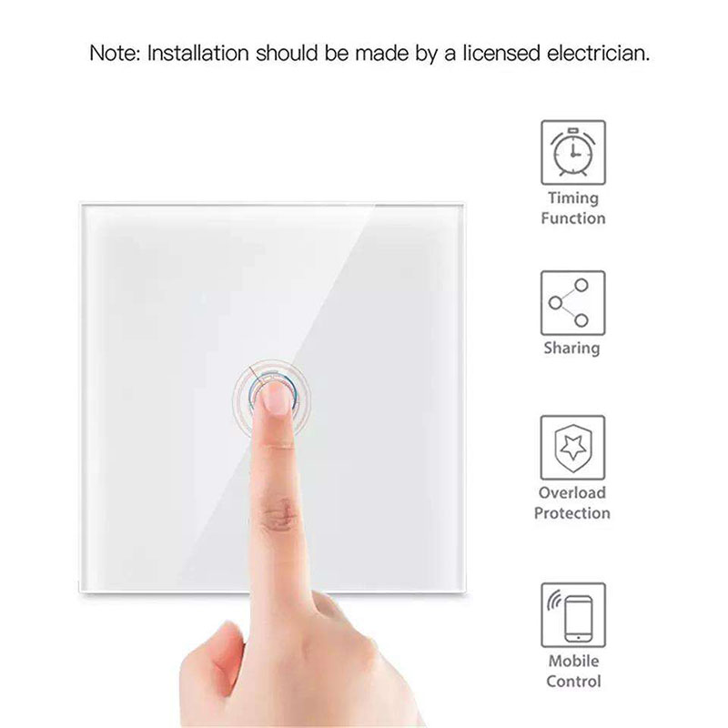86 European Standard Smart Light Switch, 1-Way Touch Wi-Fi Model